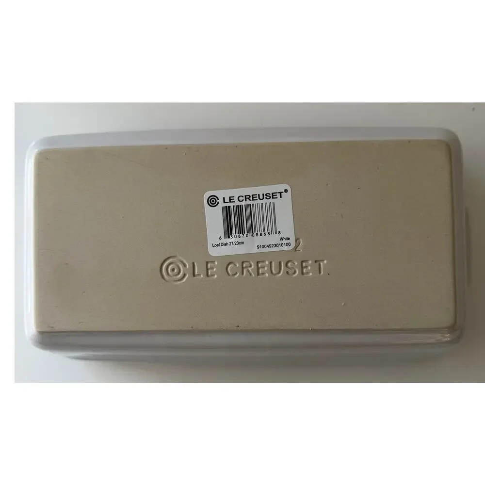 Le Creuset Stoneware Heritage Loaf Pan, 9 x 5 x 3 1.5 qt., White NWOB